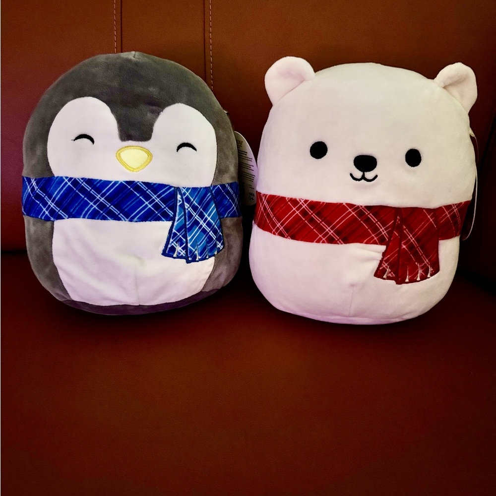Squishmallows Christmas Penguin Jen and Polar Bear Brooke 8”